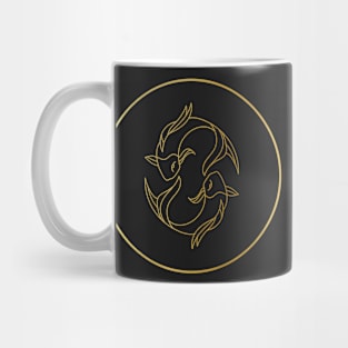 Pisces Zodiac Art Gold Mug